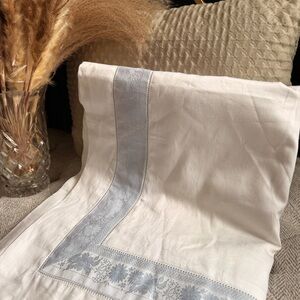 Nancy Koltes Fine Italian Linen 100% Cotton Ivory 2 Pillow Shams Euro 43x27”